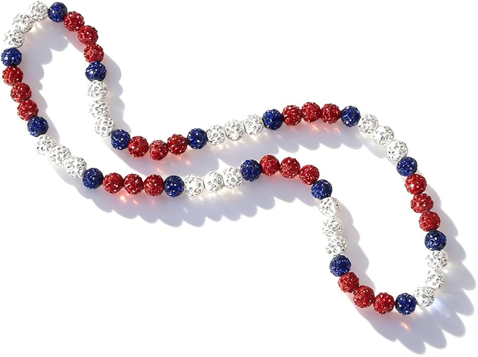 Baseball Ice Collection Necklace for Boys Men Sparkly Elastic Bling Beaded Rhinestone Necklace Dr... | Amazon (US)