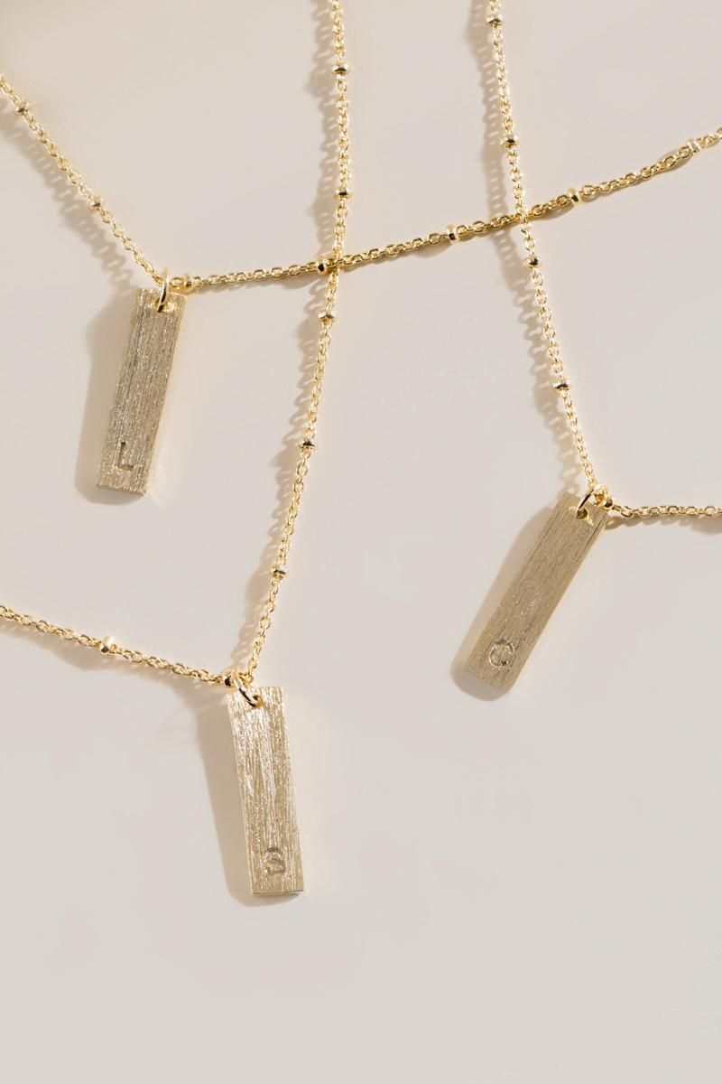 Initial Brushed Bar Pendant Necklace | Francesca’s Collections