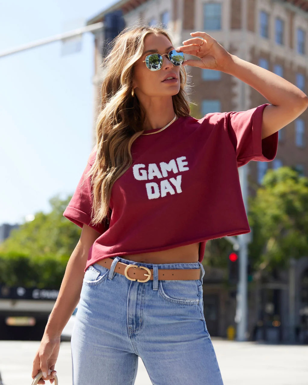 Game Day Cropped Graphic Tee Navy / M | VICI