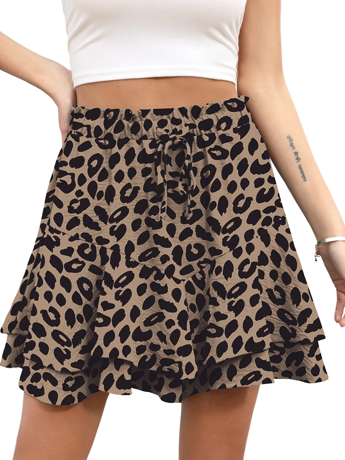 Cueply Flowy Shorts for Women Mini Tennis Skirt Ruffle Tiered Skorts Running Workout Sports Short... | Walmart (US)