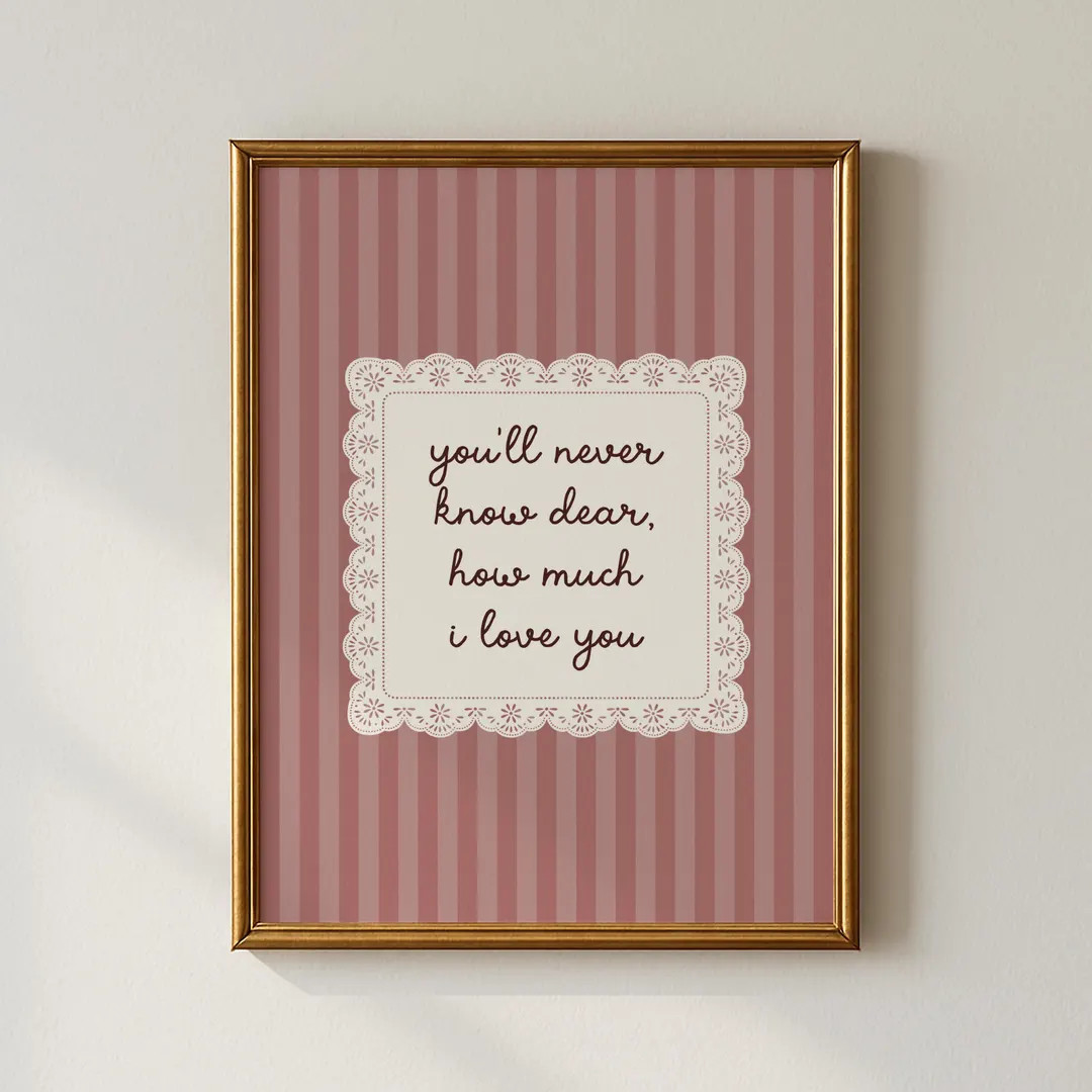 You'll Never Know Dear How Much I Love You Print, Vintage Striped Nursery Wall Art, Digital Downl... | Etsy (US)
