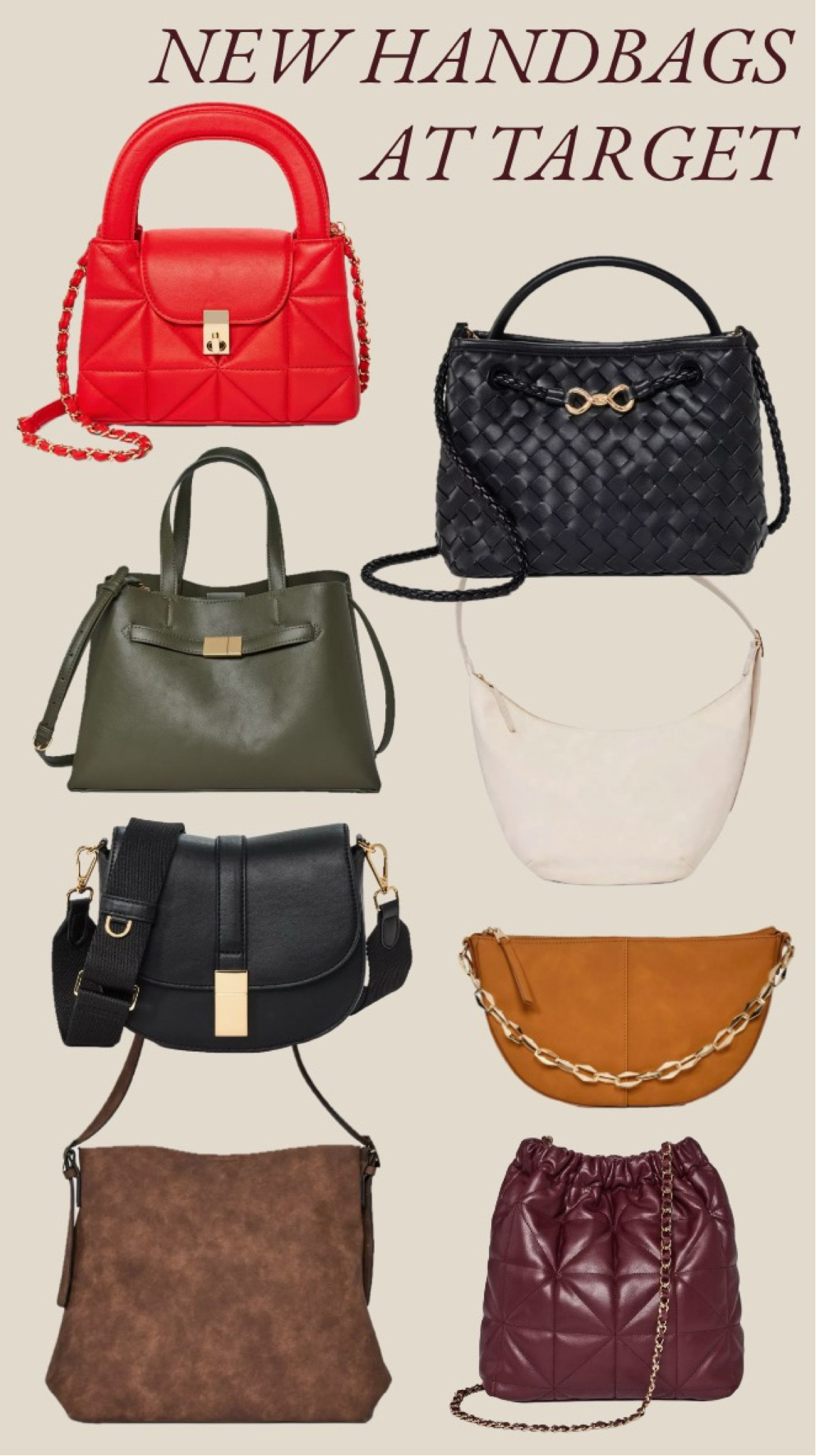Cute new handbags at Target starting under $20!
…………
fall purse fall accessories fall handbag suede bag suede handbag suede purse burgundy accessories burgundy purse bucket back chain strap purse crescent purse crescent bag hobo purse bottega dupe quilted bag birkin dupe black purse black handbag woven handbag woven purse olive purse olive handbag brown purse brown handbag red purse red handbag handbag under $20 purse under $20 cream purse faux suede bag faux suede handbag target purse target handbag target new arrivals target finds 

#LTKItBag #LTKFindsUnder50 #LTKOver40