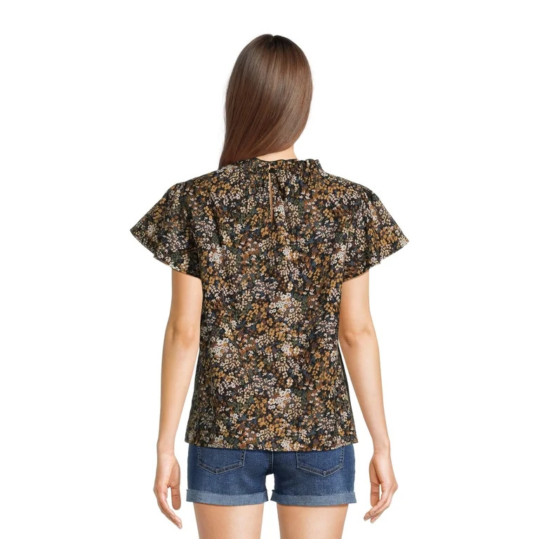 Time and Tru Women's Puff Sleeve Pop Over Woven Top | Walmart (US)