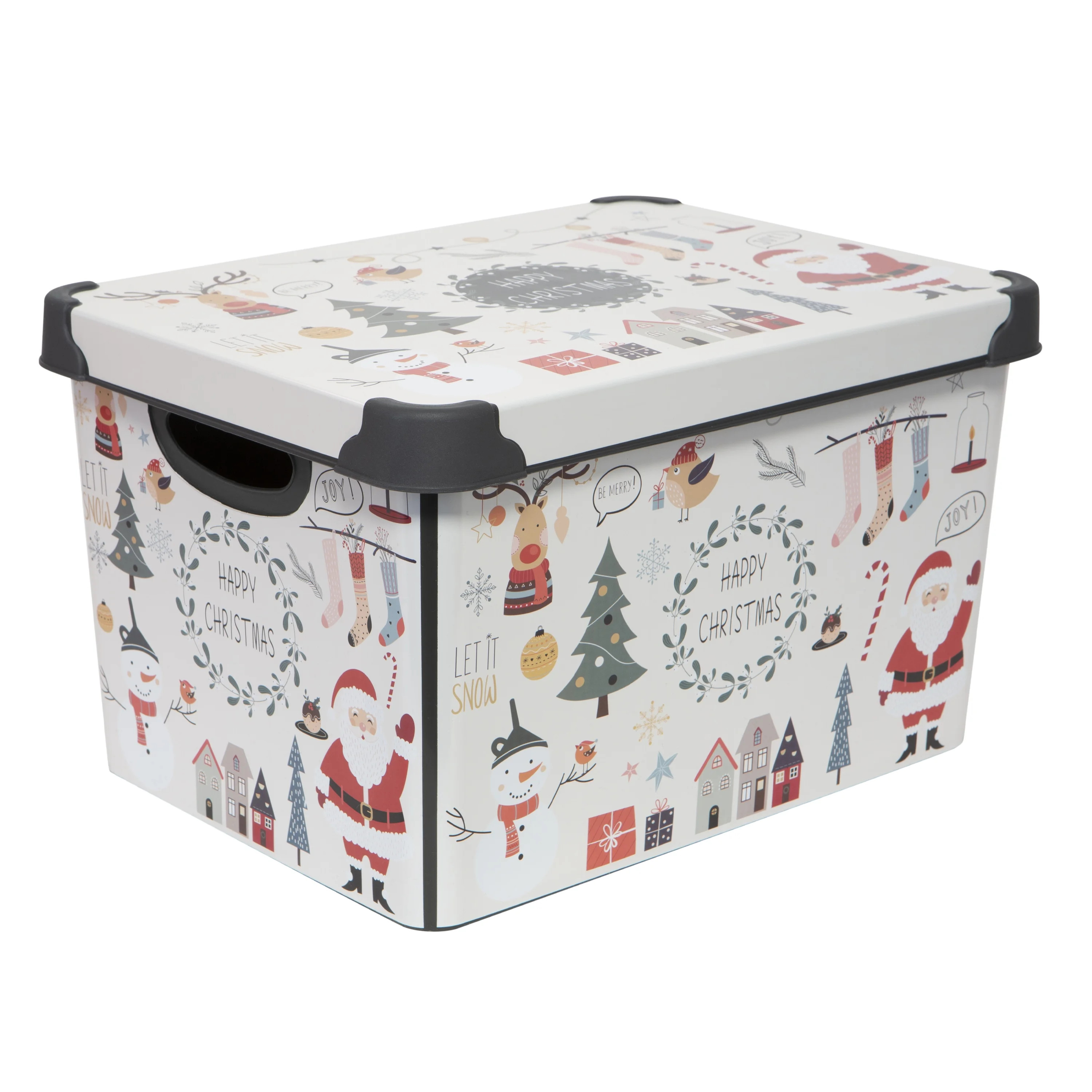 Simplify 7.48 Gallon "Happy Christmas" Design Plastic Storage Tote Bin | Walmart (US)