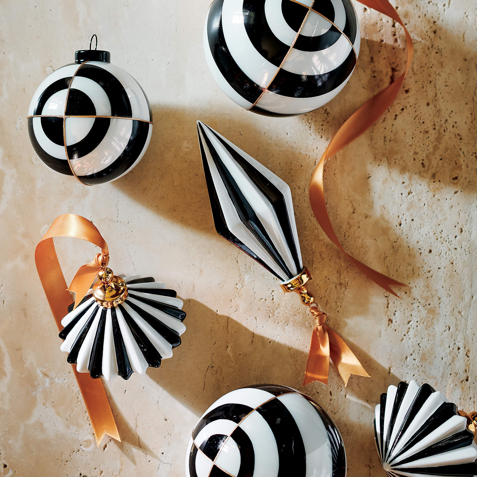 Versailles Black and White Glass Ball Christmas Tree Ornament 3.5" + Reviews | CB2 | CB2