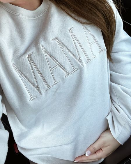 Most comfy mama sweatshirt! Perfect for everyday. 

Mom
Mommy
Mama
Pregnant 
Family 
Maternity 
Spring outfit 
Ootd 
Spring 

#LTKbump #LTKFind #LTKbaby