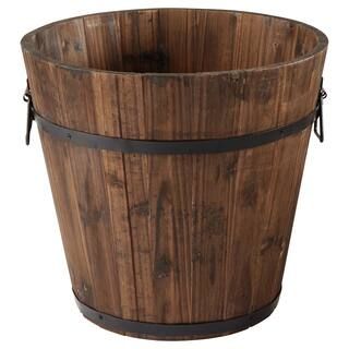 PRIVATE BRAND UNBRANDED 13.78 in. x 13.78 in. Burnt Wood Bucket Barrel-HL3532 - The Home Depot | The Home Depot
