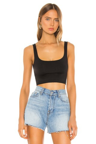 Free People Scoop Neck Crop Top in Black from Revolve.com | Revolve Clothing (Global)