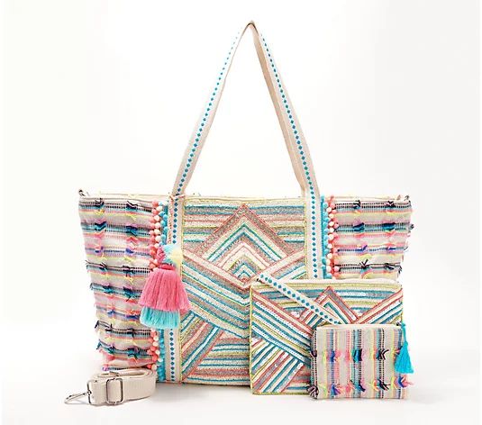 America and Beyond Embellished Tote w/ Two Pouches - QVC.com | QVC