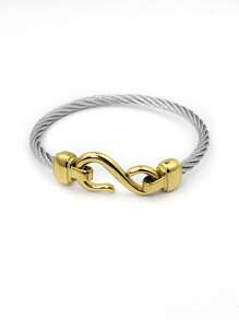 1pc Fashionable Vintage Classic Stainless Steel Shackle Hook Braided Cable Bracelet, Gift For Lov... | SHEIN
