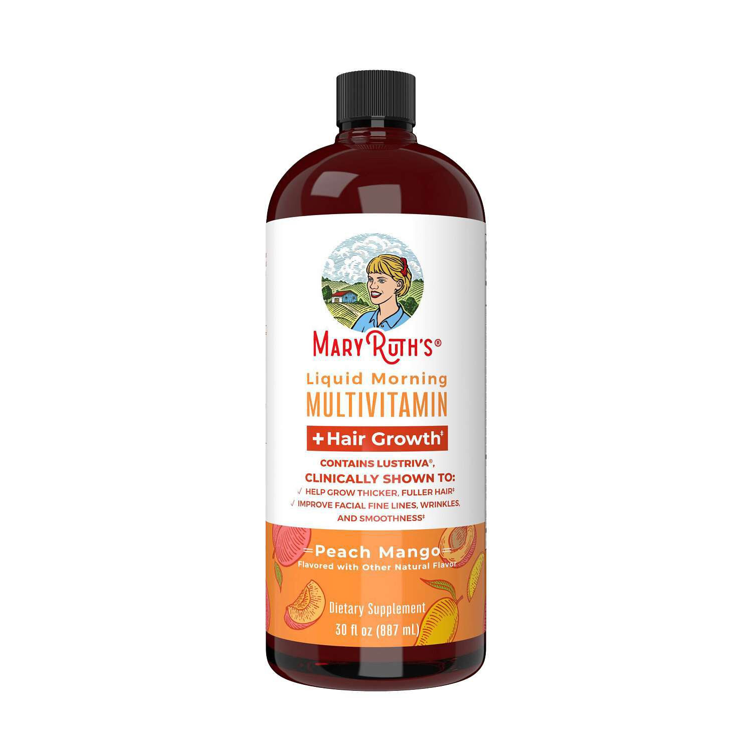Liquid Morning Multivitamin + Hair Growth - Peach Mango - 30 fl oz (30 Servings) | GNC
