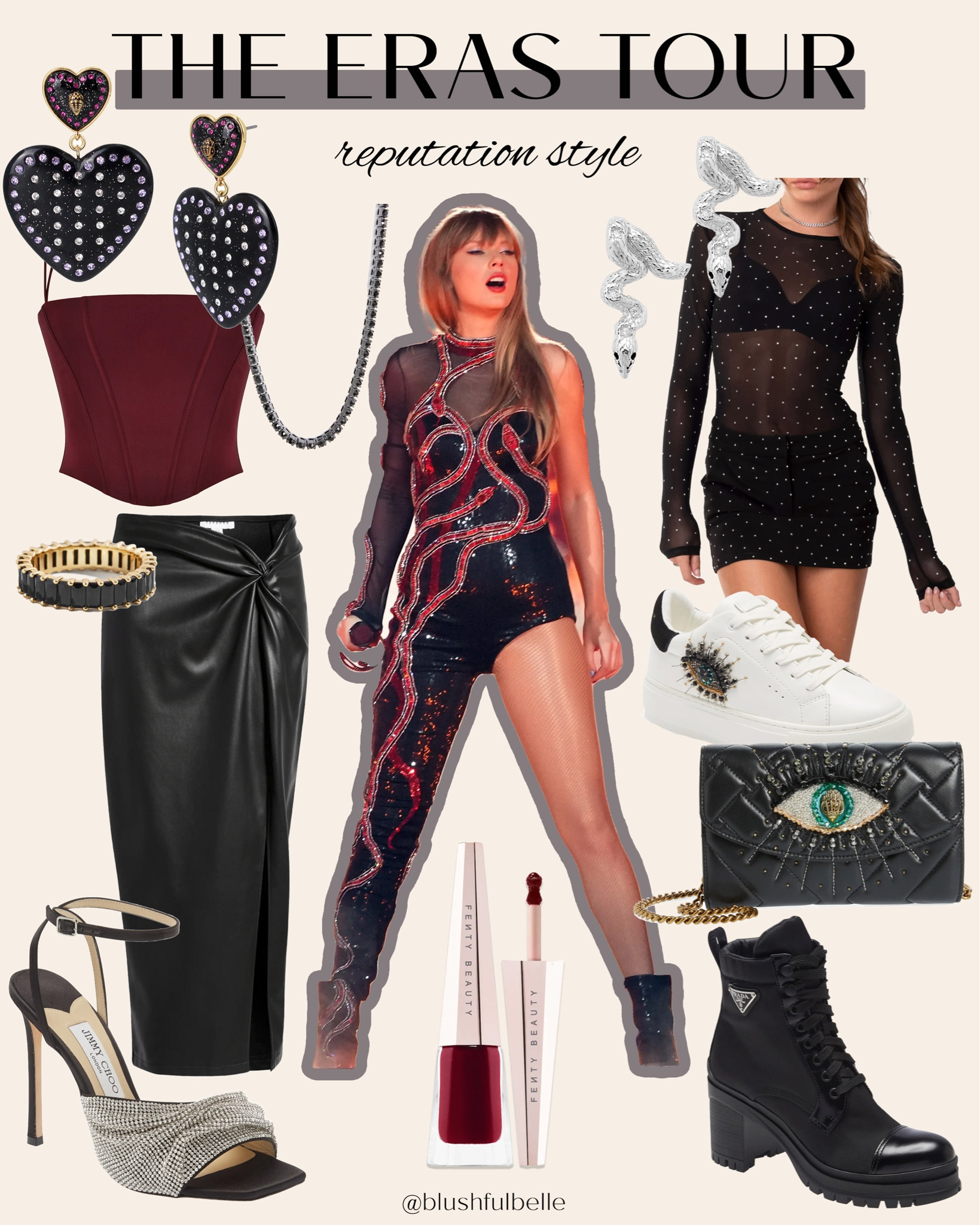 The Eras Tour outfit inspiration for the Reputation era! 🖤🐍 Taylor Swift concert, concert outfits, edgy outfits, date night, night out, Taylor swift outfits 

#LTKstyletip #LTKFind #LTKshoecrush