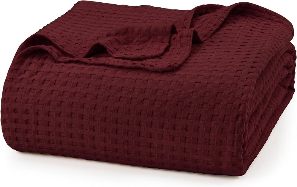 Utopia Bedding Cotton Waffle Blanket 300 GSM (Burgundy - 90x72 Inches) Soft Lightweight Breathabl... | Amazon (US)