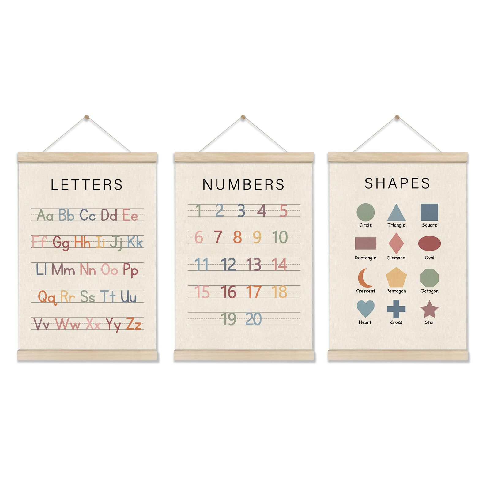 Set of 3 Alphabet Numbers Poster Hanger Frame, Preschool Learning Posters, Educational Canvas Wal... | Amazon (US)