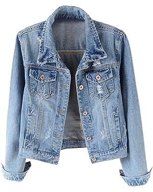Kedera Womens Denim Jackets Distressed Ripped Long Sleeve Jean Jacket Coats | Amazon (US)