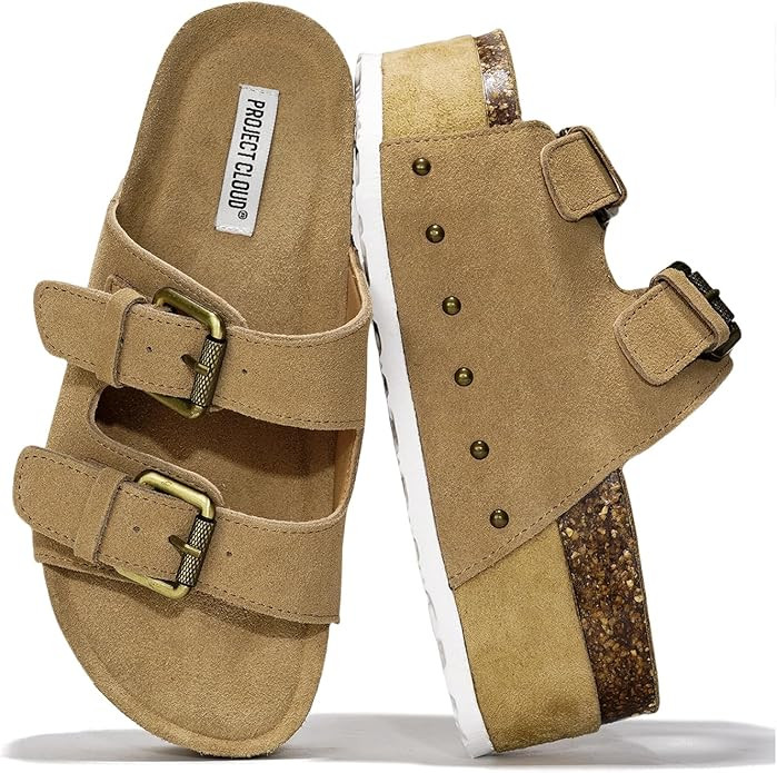 Project Cloud Platform Sandals Women Footwear - Genuine Leather and Durable EVA Sole for Non-Slip... | Amazon (US)