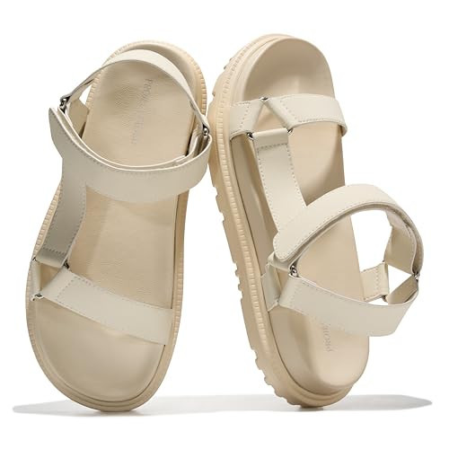 Project Cloud Sandals for Women - Flexible and Lightweight Upper Womens Sandals with Adjustable Straps - Plush and Soft Insole - Water Resistant Non Slip Outsole (DAGGER,BEIG,5.5) | Amazon (US)