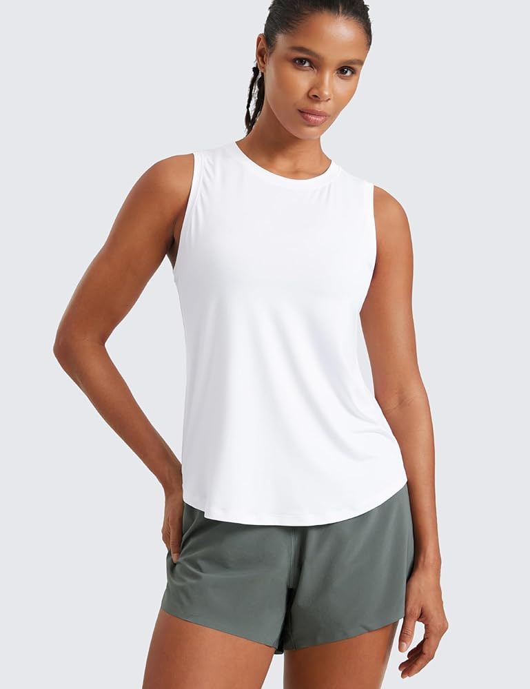 CRZ YOGA Lightweight Racerback Tank Tops for Women High Neck Workout Athletic Running Sleeveless ... | Amazon (US)