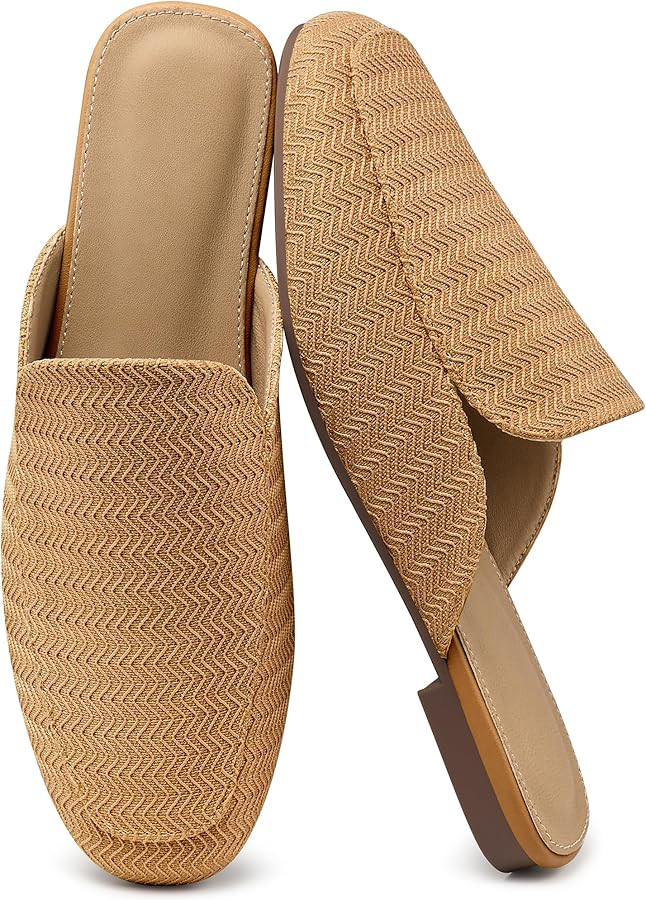 Closed Toe Mules for Women: Comfortable Flat Mule Dressy Slip On Backless Loafers for Office Work | Amazon (US)