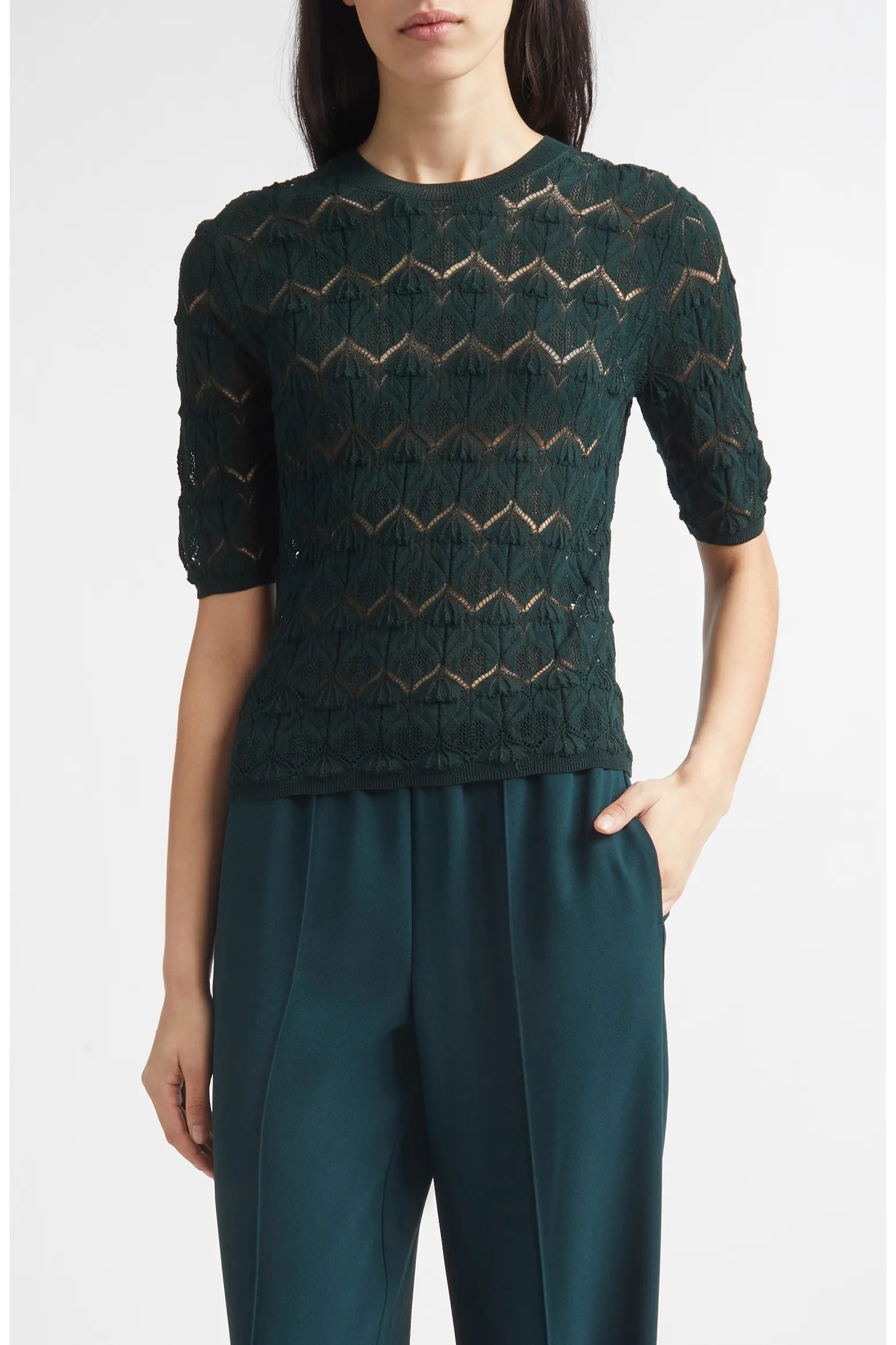 Pointelle Knit Cotton Blend Sweater (Women) | Nordstrom | Nordstrom