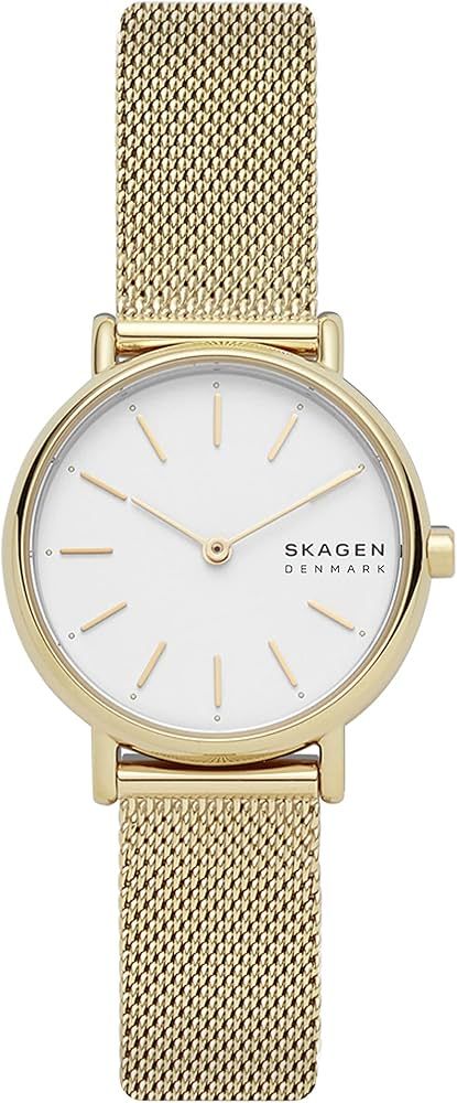 Skagen Women's Signatur Quartz Analog Stainless Steel and Stainless Steel Mesh Watch, Color: Gold... | Amazon (US)