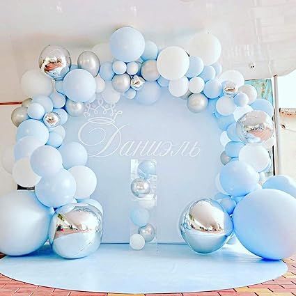 141 Pcs Blue Silver Balloon Garland Kit Macaron Metal Balloon Arch,Wedding Bridal Shower Birthday... | Amazon (US)