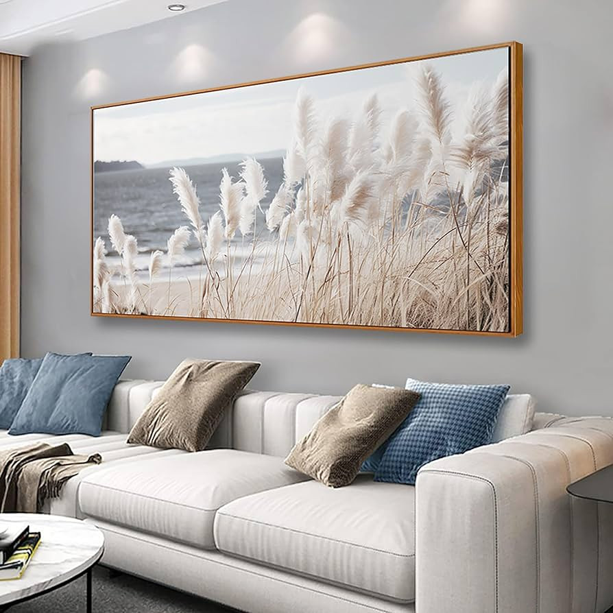 Framed Wall Art Artwork Decor Nature Canvas Painting ReedSeascape Wall Decor for Bedroom Living R... | Amazon (US)