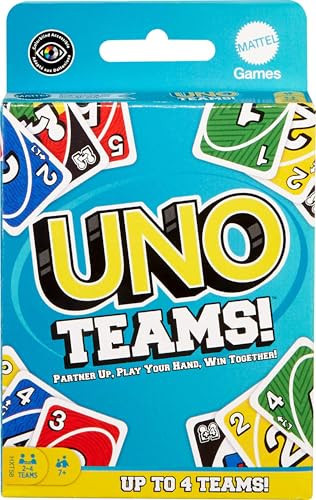 UNO Teams Card Game for Family Nights, Game Nights, Travel, Camping & Parties for Players 7 and Up in Up to Four Teams, with Cards Any Colorblind Player Can Use | Amazon (US)