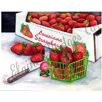 Louisiana Strawberries Strawberry Box Art Print From Original Artwork | Etsy (US)