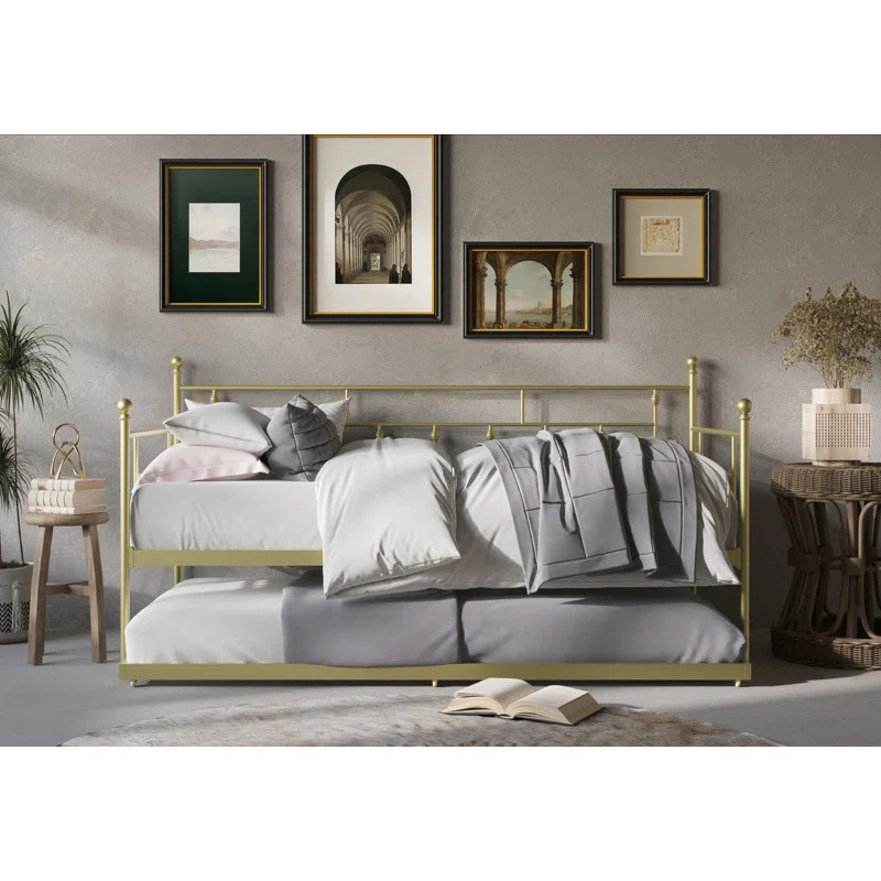Alayna Twin Iron Daybed with Trundle | Wayfair North America