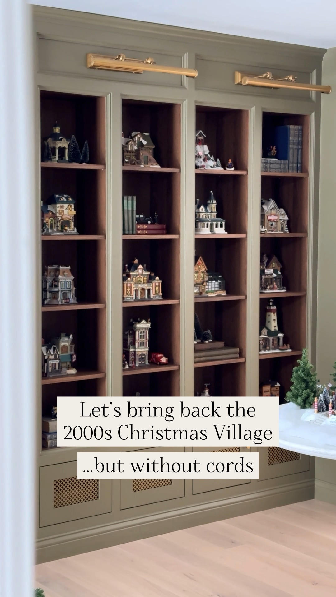 We couldn’t setup our Christmas village without lighting it! We had to come up with a creative way to light all of the buildings and houses without using cords so we picked up some battery powered lights that can also be set to a timer. It worked out perfectly and now we enjoy a magically light Christmas village in our library every night! Battery powered fairy lights linked to this post! 

#LTKHoliday