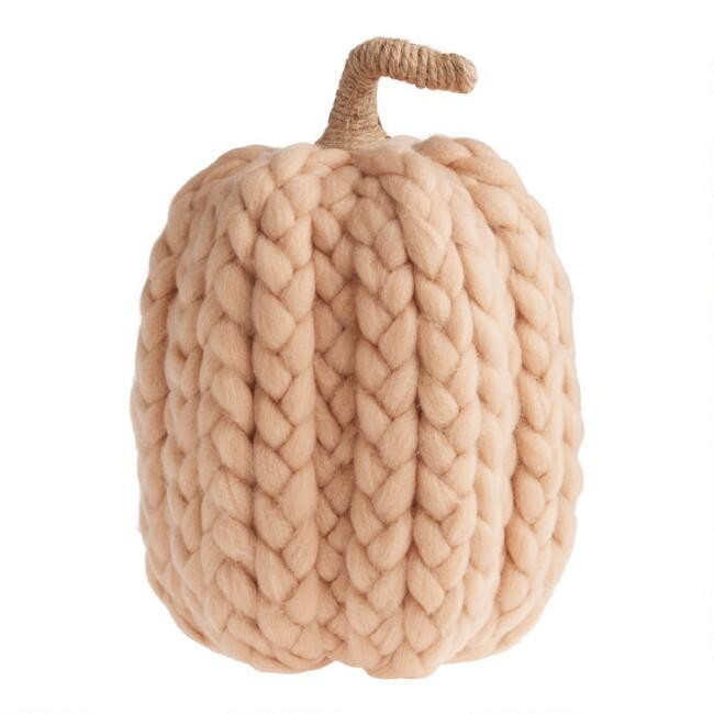 Pier Place Cream Knit Pumpkin Decor | World Market
