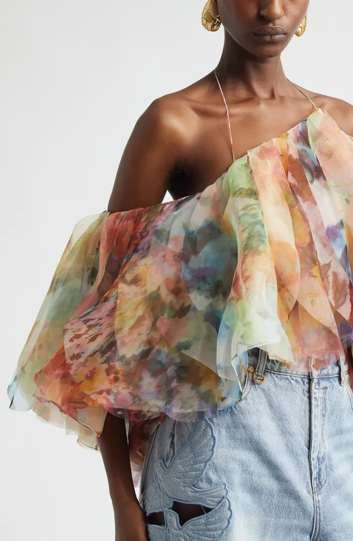 Luna Floral Fanned Halter Top | Nordstrom