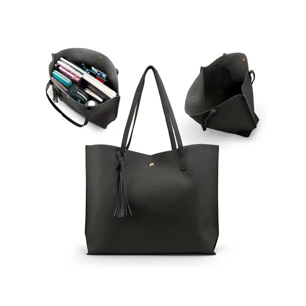 Women PU Leather Tote Bag Tassels Leather Shoulder Handbags Fashion Ladies Purses Satchel Messeng... | Walmart (US)