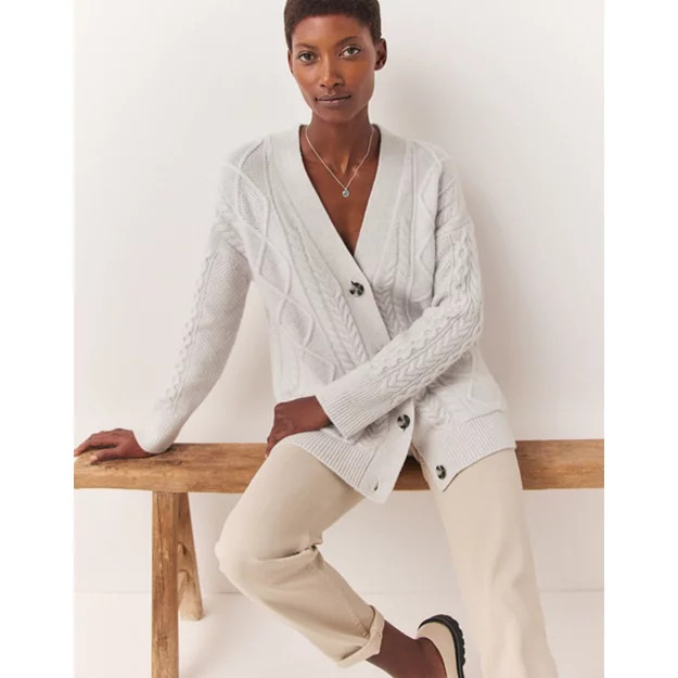 Cashmere Cable Boyfriend Cardigan | The White Company (UK)