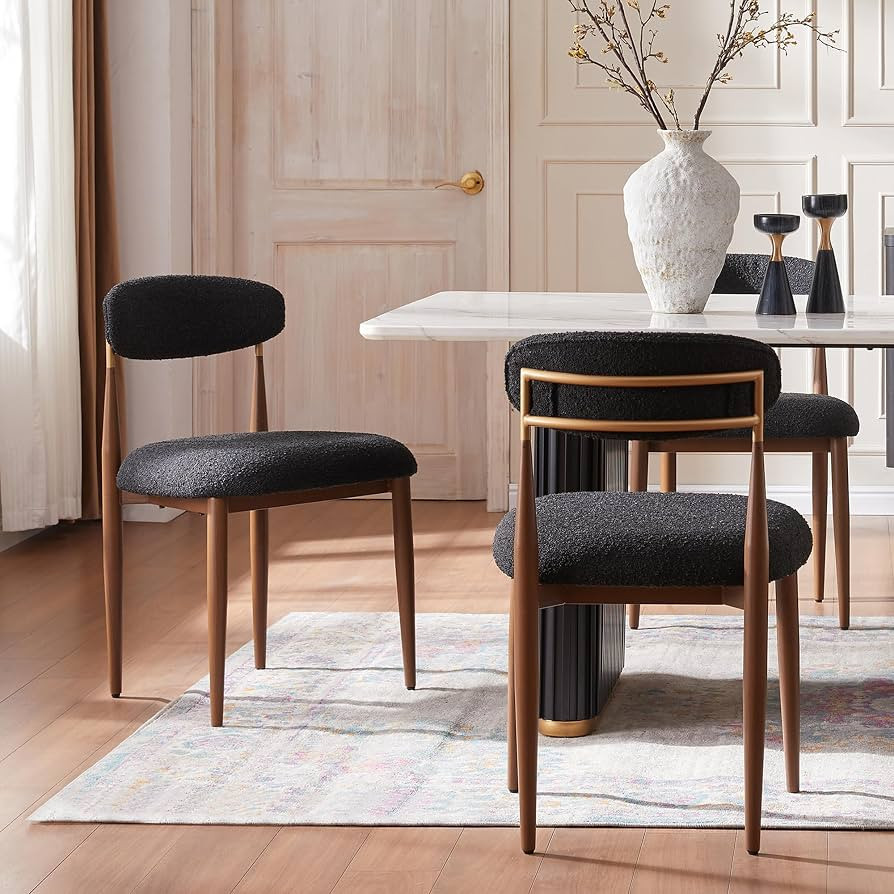 Morden Fort Armless Boucle Dining Chairs Set of 2, Black | Amazon (US)