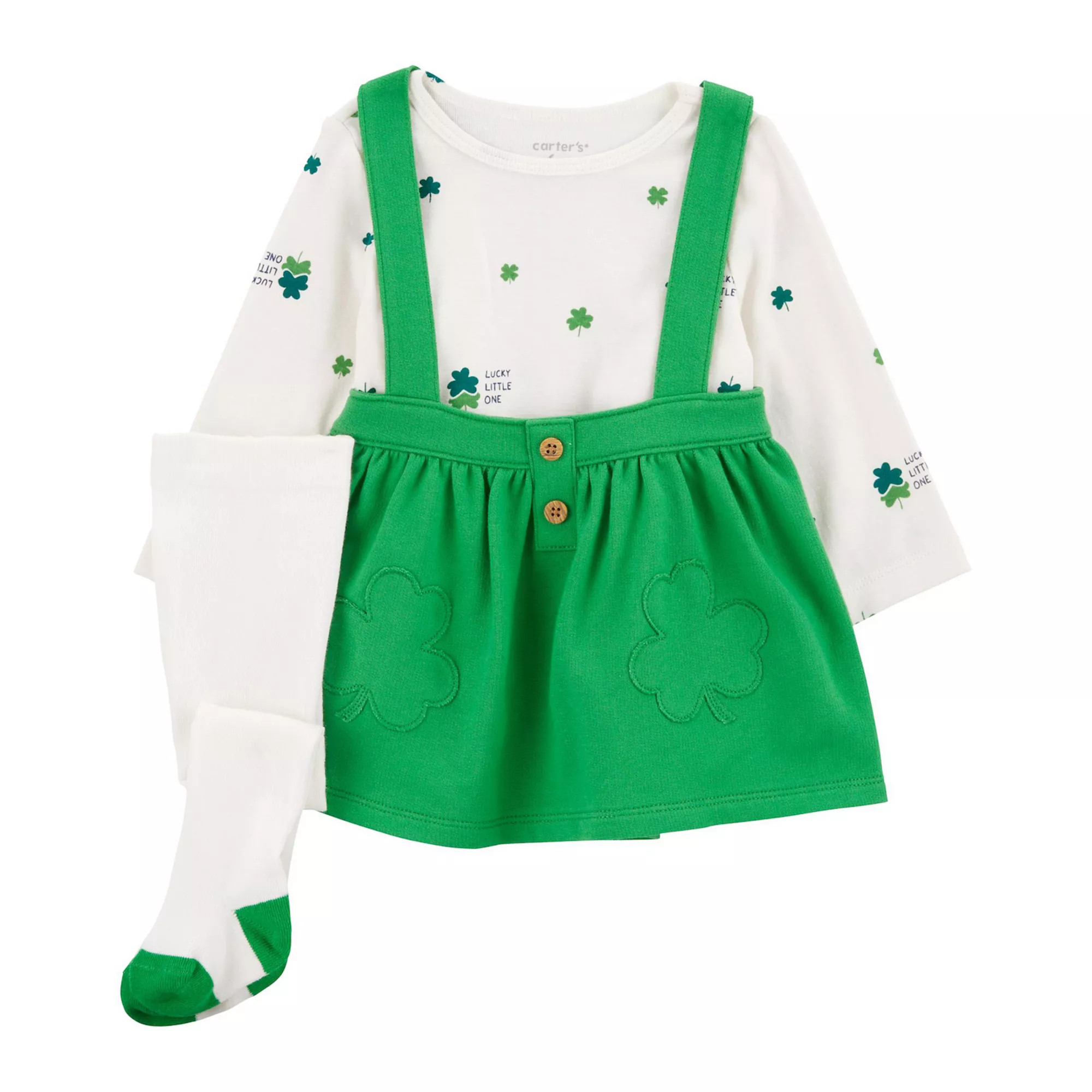 Baby Carter's 3-Piece St. Patrick's Day Print Tee, Skirtall & Tights Set | Kohl's
