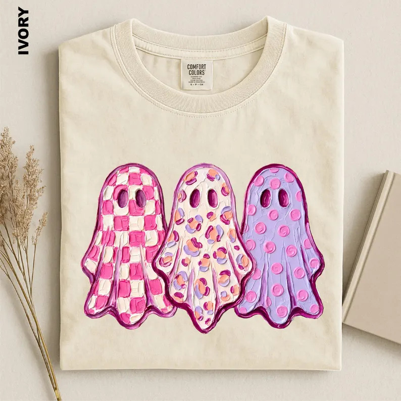 Halloween Ghost Shirt, Cute Pink Ghost Tee, Comfort Colors Spooky Season T-shirt, Tis The Season ... | Etsy (Global)
