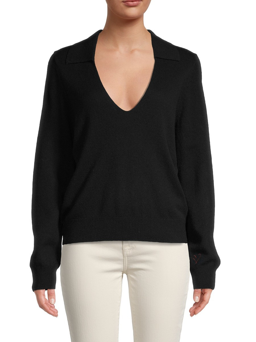 525 America Women's Cashmere Polo Sweater - Black - Size M | Saks Fifth Avenue OFF 5TH