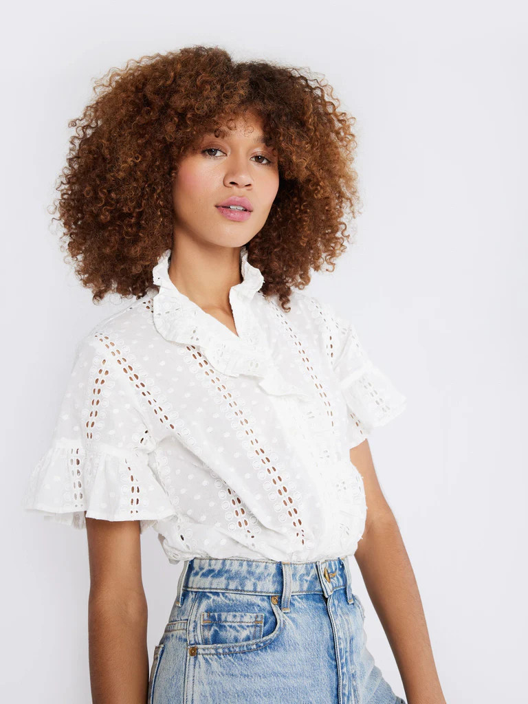 Shop Mille - Vanessa Top in Pearl Polka Dot Eyelet | Mille