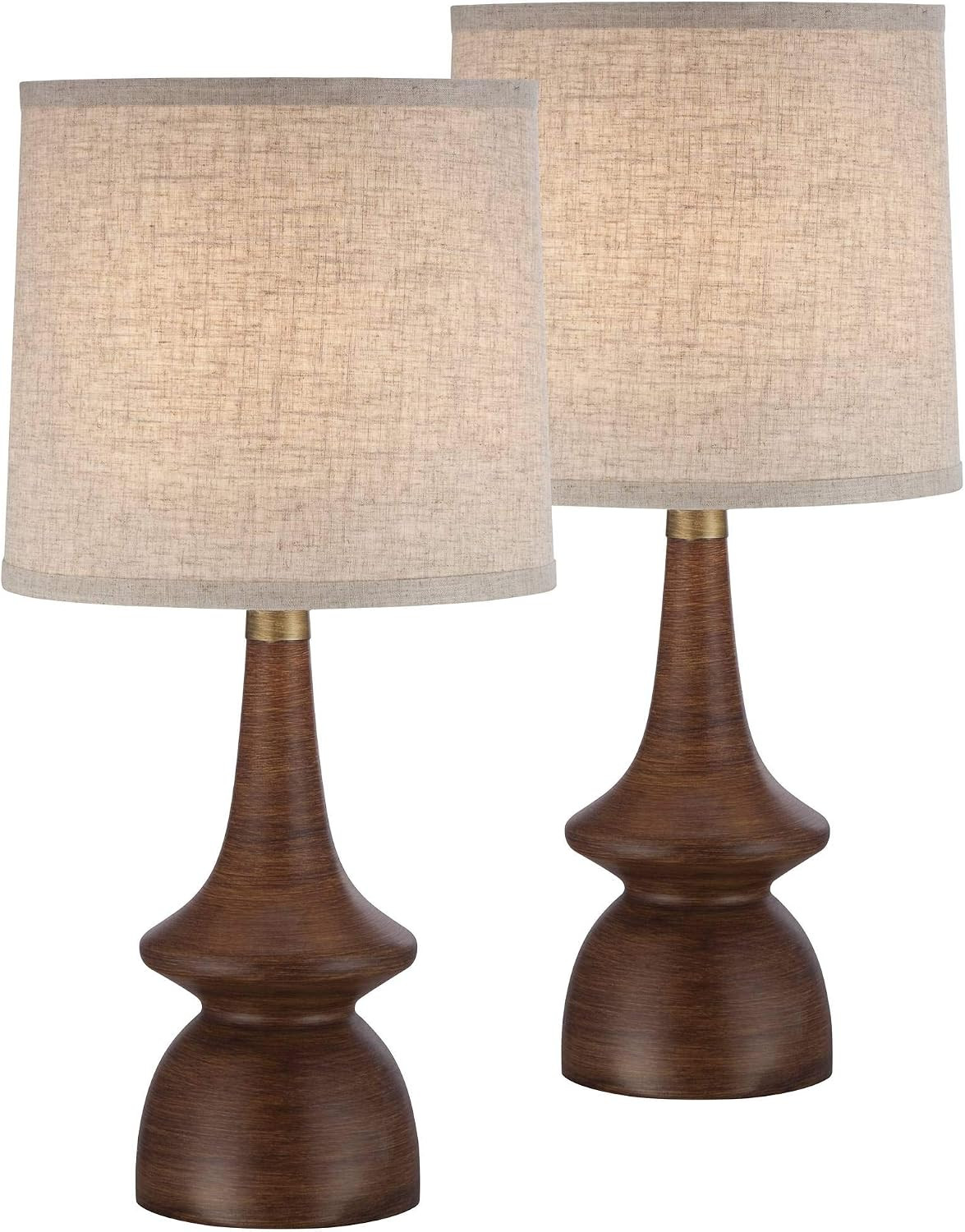 Rexford 24" High Table Lamps Set of 2 Walnut Finish Modern Brown | Amazon (US)