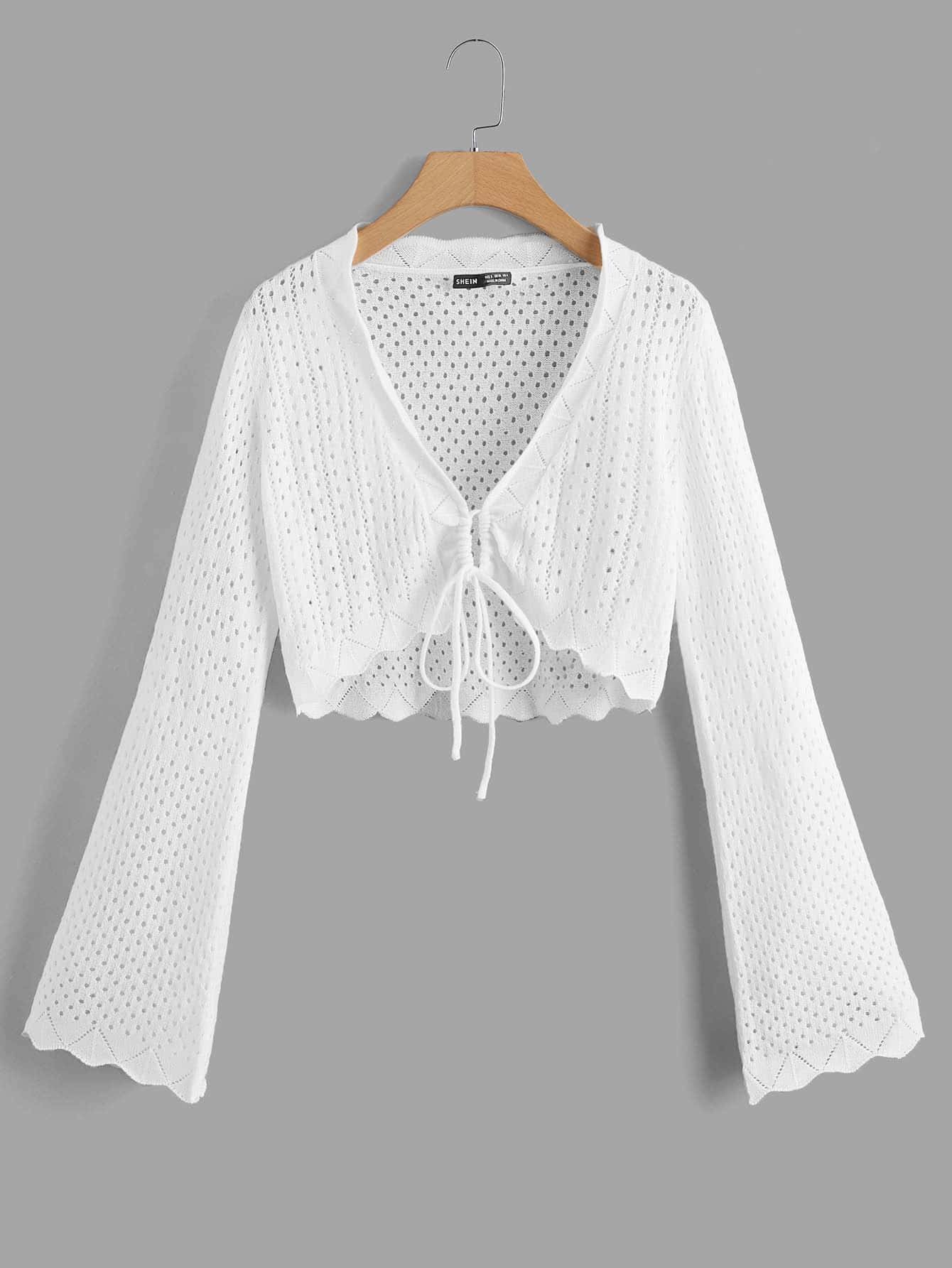 SHEIN Drawstring Front Crop Cover Up Without Tube Top | SHEIN