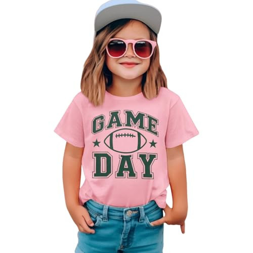 Toddler Girl Boy Football Shirt Funny Game Day T-Shirt Short Sleeve Kids Football Outfit Summer Sports Fans Tee Top (Pink-A, 2-3T) | Amazon (US)
