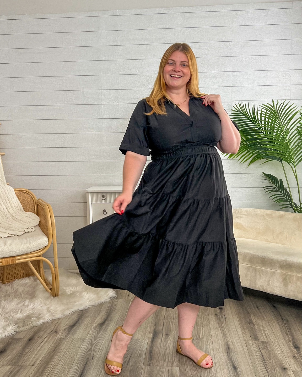 I love this super versatile dress from Bloomchic! It’s made out of really nice thick fabric, has an elastic waist, a modesty button and a beautiful structured collar. I’m wearing the black in a size 1X but it comes in multiple colors for fall! You can use the code BLOOMCHICKOL for an extra 15% off! 

#LTKPlusSize #LTKMidsize #LTKFindsUnder50