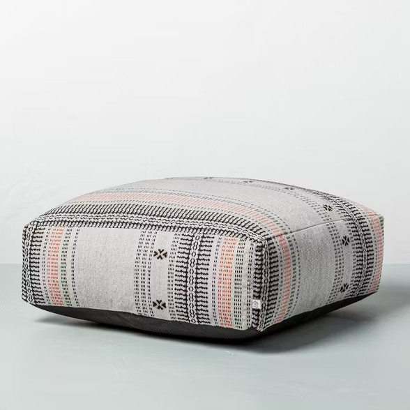 Decorative Ticking Stripe Outdoor Floor Cushion Black/Pink - Hearth & Hand™ with Magnol... | Target