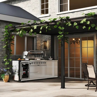 43" 6-Burner 85000 BTU Stainless Steel Outdoor Kitchen Grill Island with Fridge | Wayfair North America