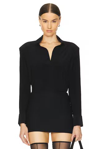 Norma Kamali Shirt With Shoulder Pads in Black from Revolve.com | Revolve Clothing (Global)