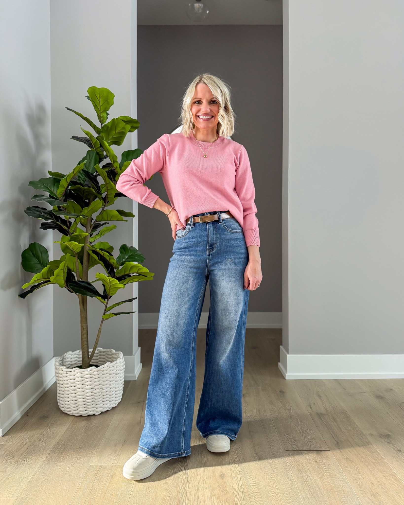 Casual everyday outfit with sweatpant jeans! 
Sweater- small
Jeans- 24, run big go down a size


#LTKootd #LTKPetite #LTKOver40