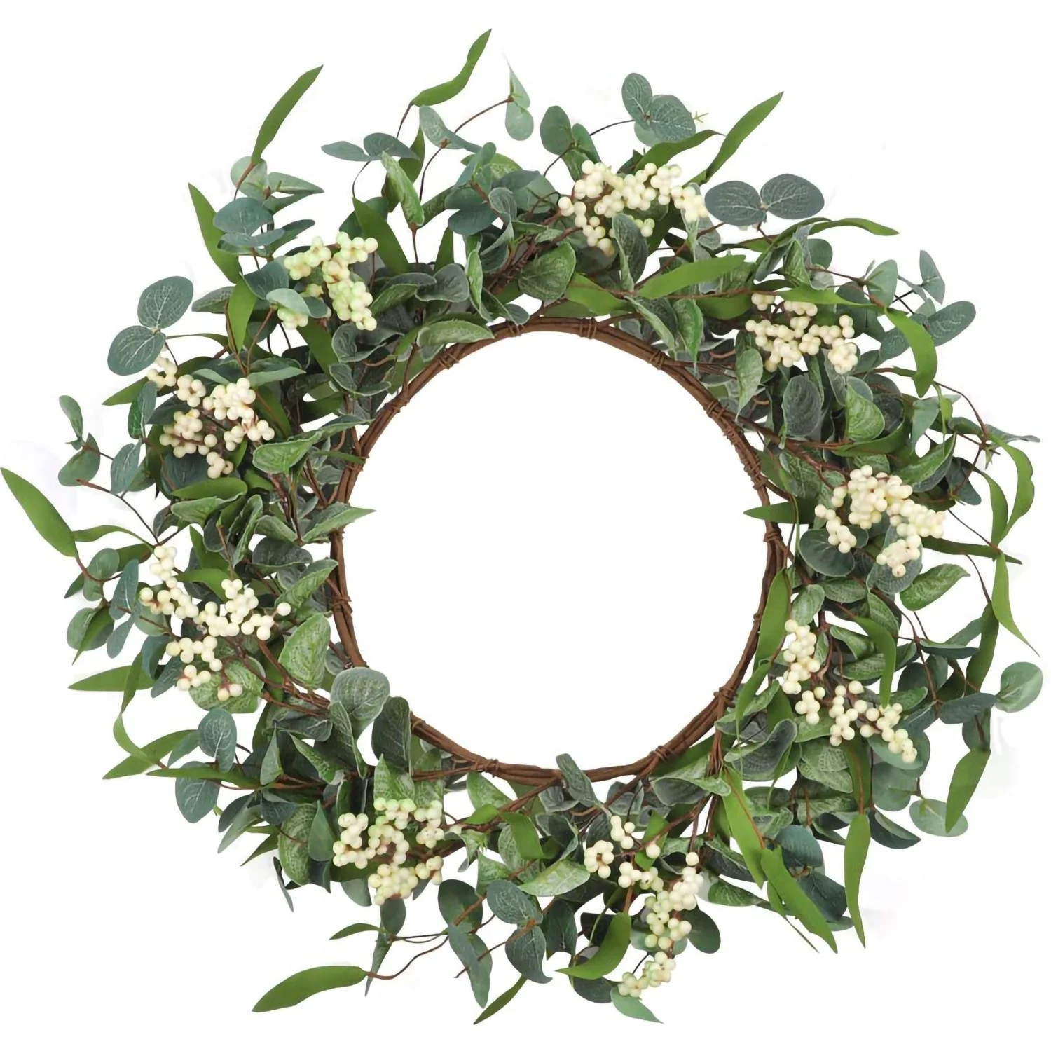 Coolmade Artificial Eucalyptus Wreath 20" Faux Eucalyptus Stems Large Green Leaf Wreath for Festi... | Walmart (US)