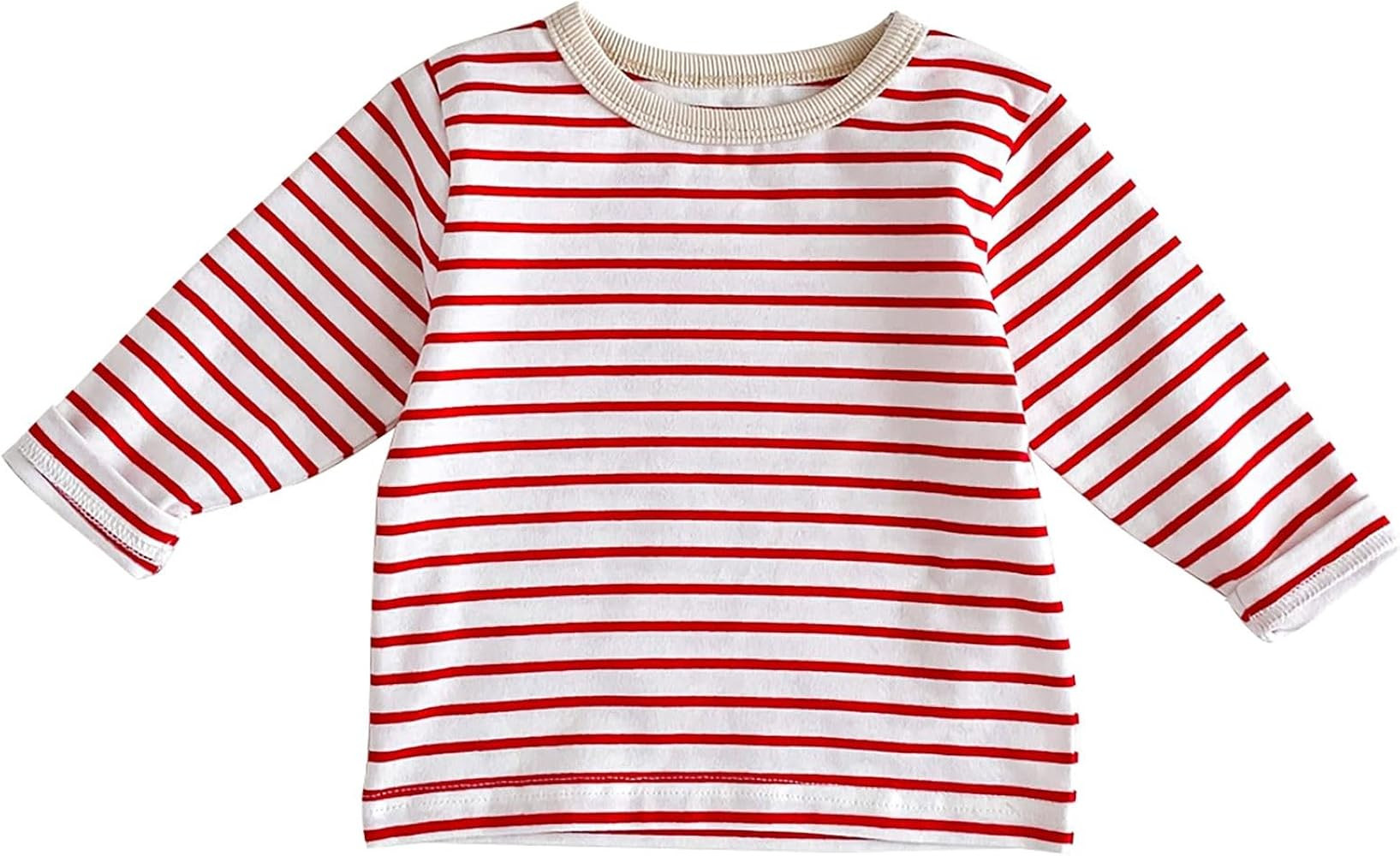 Baby Toddler Striped Base Shirt Cotton Long Sleeve Crewneck Tops Pullover Slim Stretchy Blouse Da... | Amazon (US)